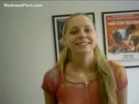Perk breasted eighteen year old showing off with a baseball bat insertion